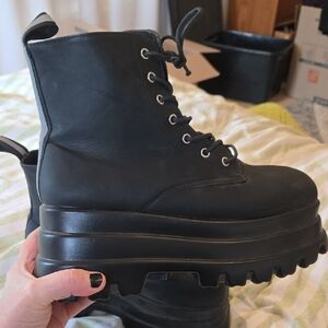 Black Platform Combat Boots